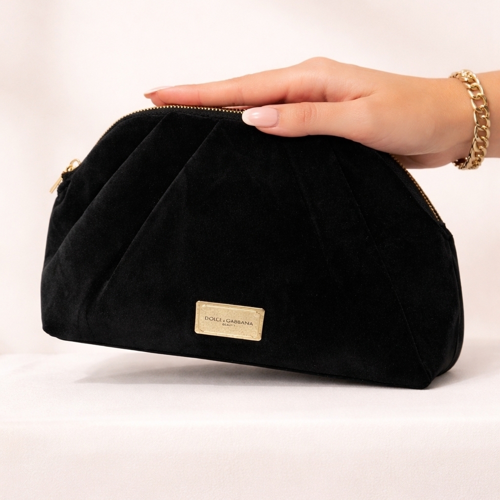 Dolce & Gabbana Black Cosmetic Bag with Gold Accents